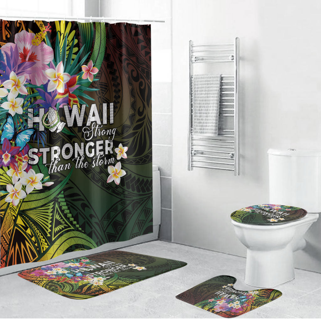Hawaii Strong Bathroom Set Polynesian Tribal Tropical Flowers
