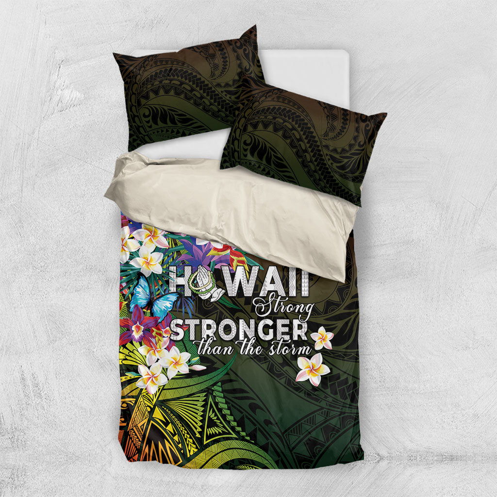 Hawaii Strong Bedding Set Polynesian Tribal Tropical Flowers