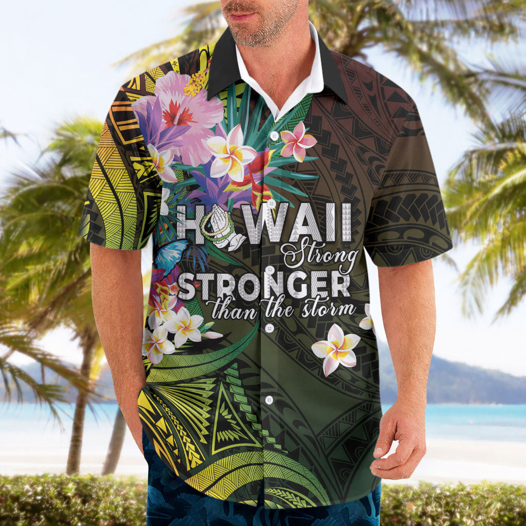 Hawaii Strong Hawaiian Shirt Polynesian Tribal Tropical Flowers