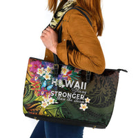 Hawaii Strong Leather Tote Bag Polynesian Tribal Tropical Flowers