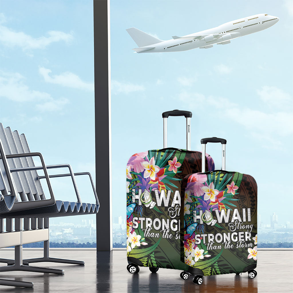 Hawaii Strong Luggage Cover Polynesian Tribal Tropical Flowers