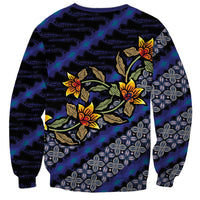 Indonesian Batik Motifs Pattern Floral Art Dark Blue Sweatshirt LT05 - Polynesian Pride
