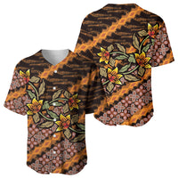Indonesian Batik Motifs Pattern Floral Art Orange Baseball Jersey