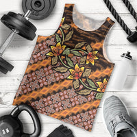 Indonesian Batik Motifs Pattern Floral Art Orange Men Tank Top