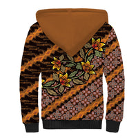 Indonesian Batik Motifs Pattern Floral Art Orange Sherpa Hoodie