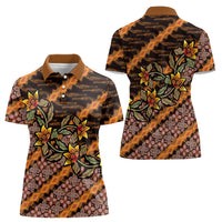 Indonesian Batik Motifs Pattern Floral Art Orange Women Polo Shirt