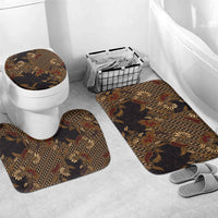 Indonesian Parang Batik Bathroom Set Brown Gold Floral Pattern
