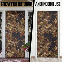 Indonesian Parang Batik Door Cover Brown Gold Floral Pattern