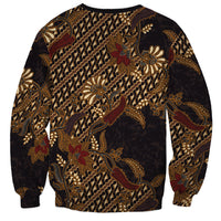 Indonesian Parang Batik Sweatshirt Brown Gold Floral Pattern LT05 - Polynesian Pride
