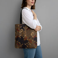 Indonesian Parang Batik Tote Bag Brown Gold Floral Pattern
