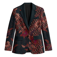 Indonesian Parang Batik Blazer Red Floral Pattern