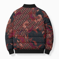 Indonesian Parang Batik Bomber Puffer Jacket Red Floral Pattern