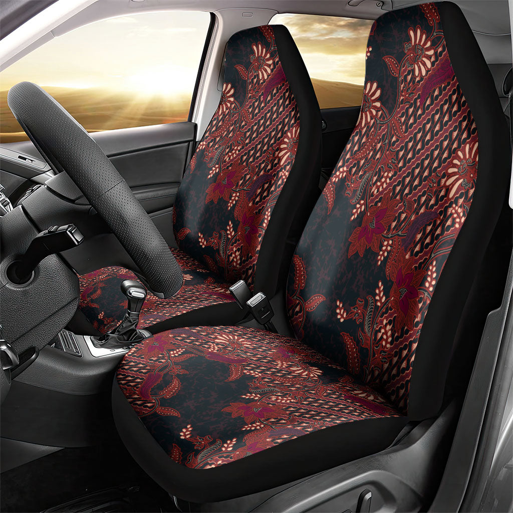 Indonesian Parang Batik Car Seat Cover Red Floral Pattern