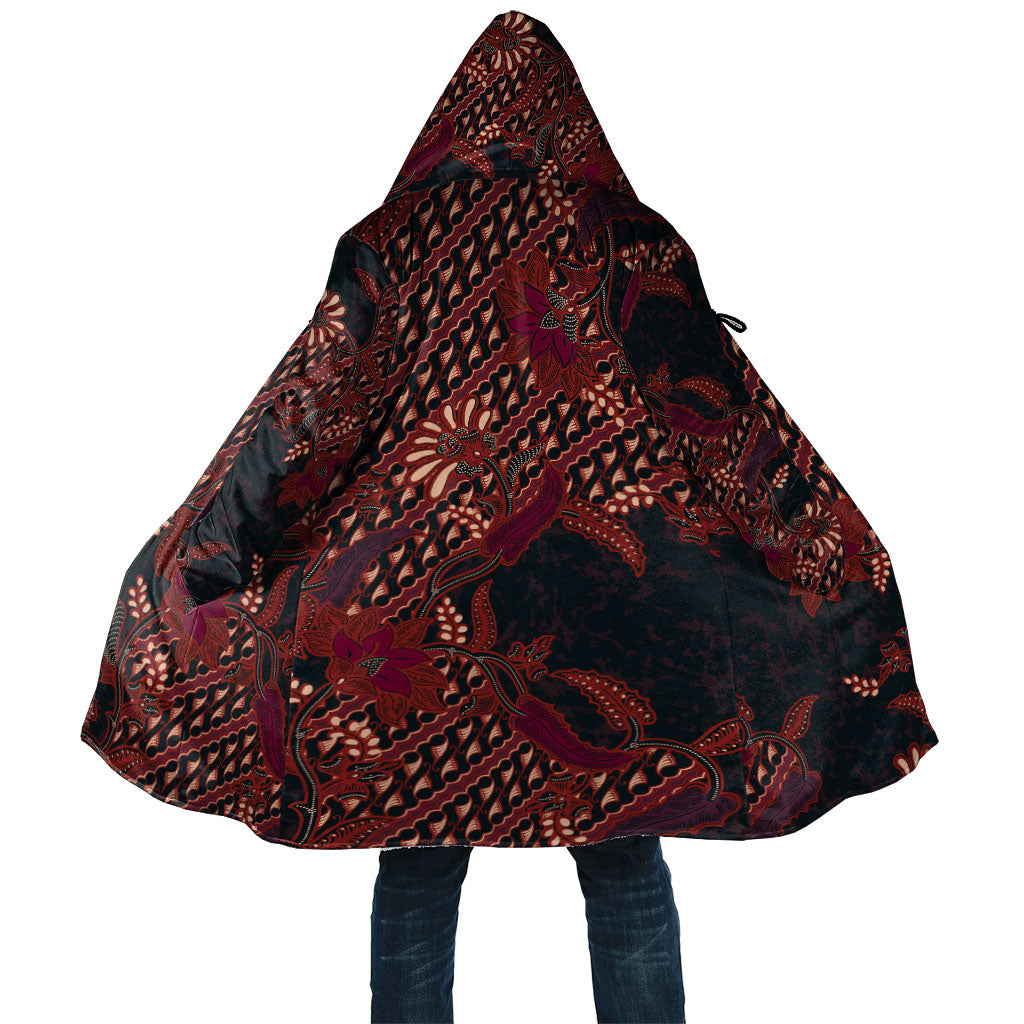 Indonesian Parang Batik Cloak Red Floral Pattern