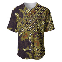 Indonesian Parang Batik Baseball Jersey Yellow Floral Pattern