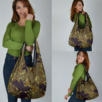 Indonesian Parang Batik Grocery Bag Yellow Floral Pattern