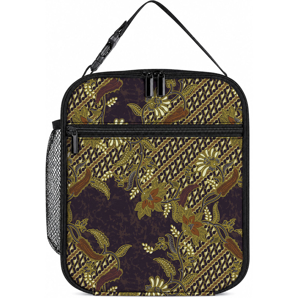 Indonesian Parang Batik Lunch Bag Yellow Floral Pattern