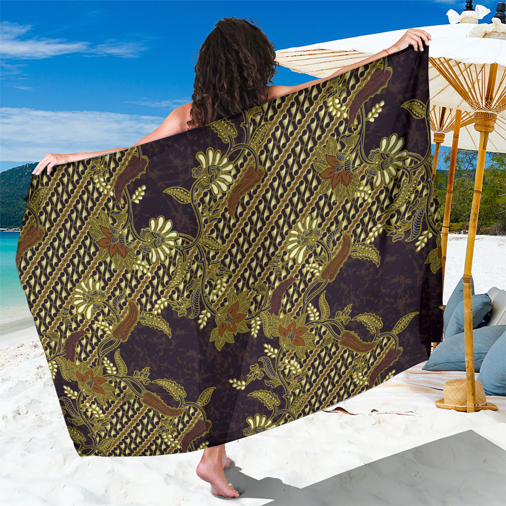Indonesian Parang Batik Sarong Yellow Floral Pattern