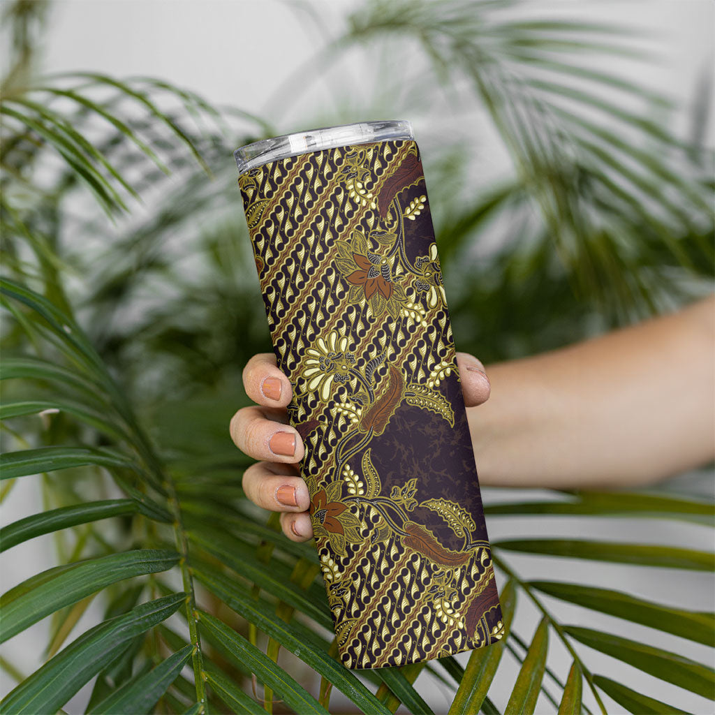 Indonesian Parang Batik Skinny Tumbler Yellow Floral Pattern