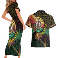 Vanuatu Espiritu Santo Island Couples Matching Short Sleeve Bodycon Dress and Hawaiian Shirt Beach Landscape LT05 - Polynesian Pride