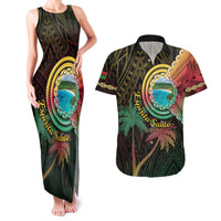Vanuatu Espiritu Santo Island Couples Matching Tank Maxi Dress and Hawaiian Shirt Beach Landscape LT05 Black - Polynesian Pride