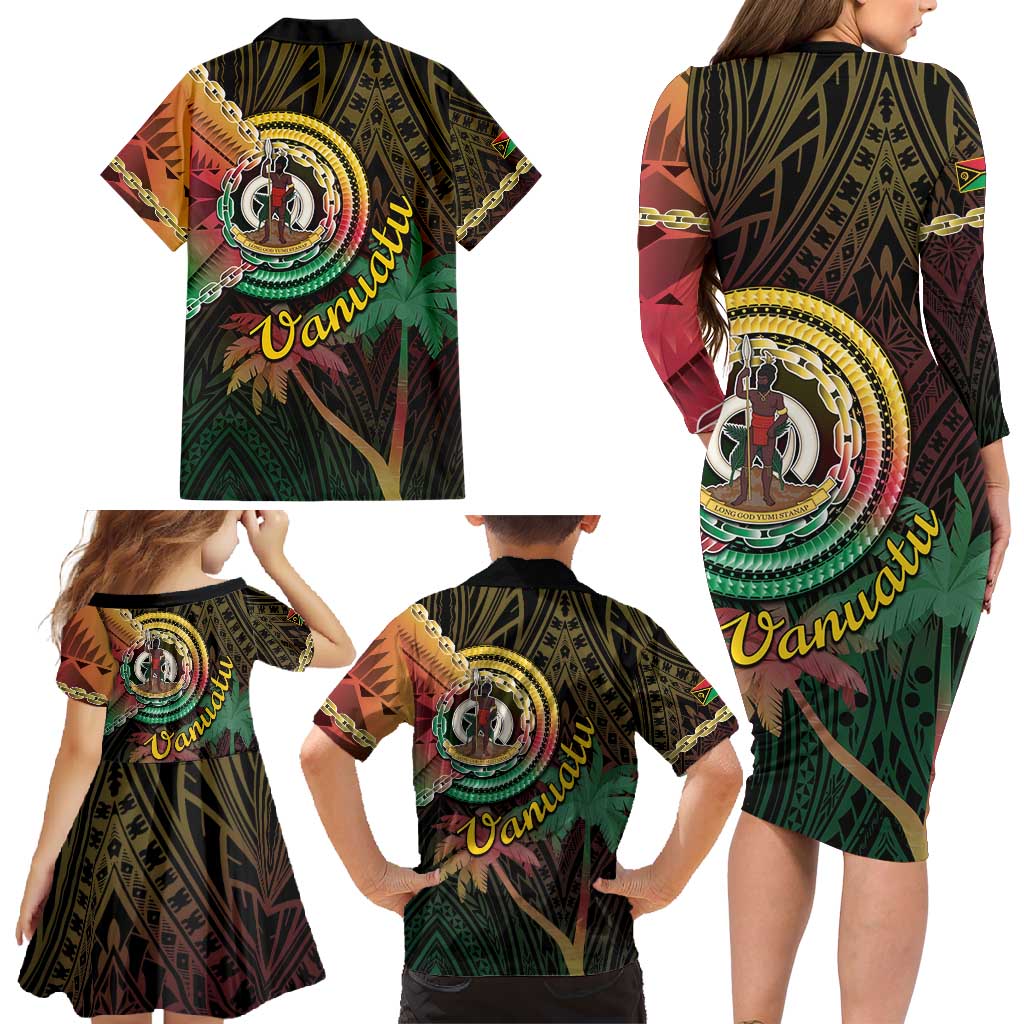 Vanuatu Espiritu Santo Island Family Matching Long Sleeve Bodycon Dress and Hawaiian Shirt Beach Landscape LT05 - Polynesian Pride