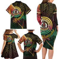 Vanuatu Espiritu Santo Island Family Matching Long Sleeve Bodycon Dress and Hawaiian Shirt Beach Landscape LT05 - Polynesian Pride