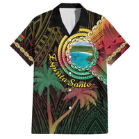 Vanuatu Espiritu Santo Island Family Matching Long Sleeve Bodycon Dress and Hawaiian Shirt Beach Landscape LT05 Dad's Shirt - Short Sleeve Black - Polynesian Pride