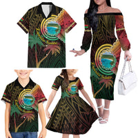 Vanuatu Espiritu Santo Island Family Matching Off The Shoulder Long Sleeve Dress and Hawaiian Shirt Beach Landscape LT05 - Polynesian Pride