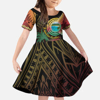 Vanuatu Espiritu Santo Island Family Matching Off Shoulder Maxi Dress and Hawaiian Shirt Beach Landscape LT05 Daughter's Dress Black - Polynesian Pride