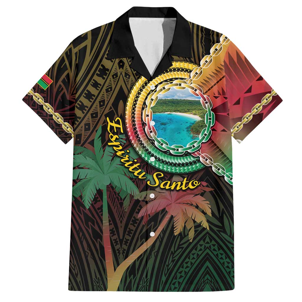 Vanuatu Espiritu Santo Island Family Matching Off Shoulder Maxi Dress and Hawaiian Shirt Beach Landscape LT05 Dad's Shirt - Short Sleeve Black - Polynesian Pride