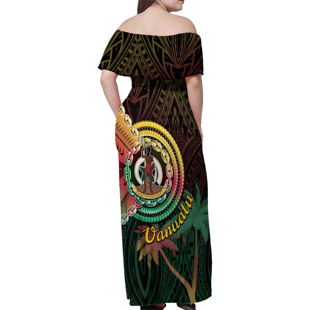 Vanuatu Espiritu Santo Island Family Matching Off Shoulder Maxi Dress and Hawaiian Shirt Beach Landscape LT05 - Polynesian Pride
