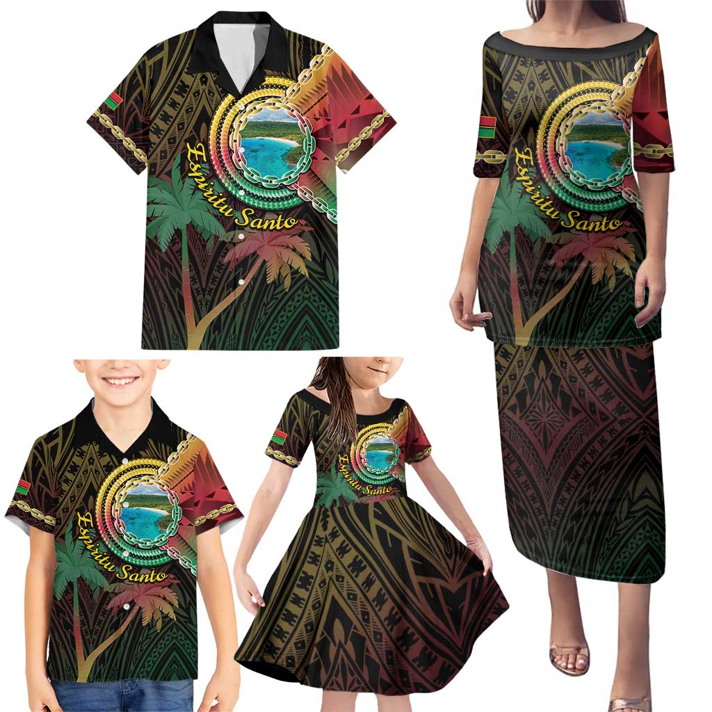 Vanuatu Espiritu Santo Island Family Matching Puletasi and Hawaiian Shirt Beach Landscape LT05 - Polynesian Pride