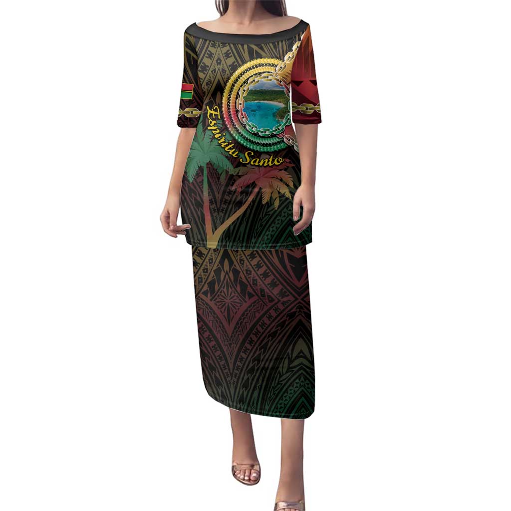 Vanuatu Espiritu Santo Island Family Matching Puletasi and Hawaiian Shirt Beach Landscape LT05 Mom's Dress Black - Polynesian Pride