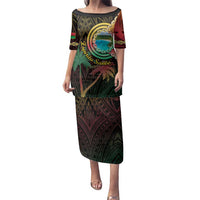 Vanuatu Espiritu Santo Island Family Matching Puletasi and Hawaiian Shirt Beach Landscape LT05 Mom's Dress Black - Polynesian Pride