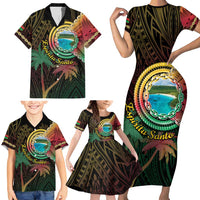Vanuatu Espiritu Santo Island Family Matching Short Sleeve Bodycon Dress and Hawaiian Shirt Beach Landscape LT05 - Polynesian Pride