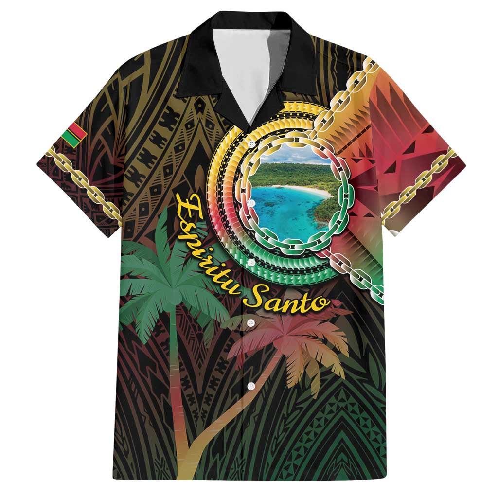 Vanuatu Espiritu Santo Island Family Matching Short Sleeve Bodycon Dress and Hawaiian Shirt Beach Landscape LT05 Dad's Shirt - Short Sleeve Black - Polynesian Pride