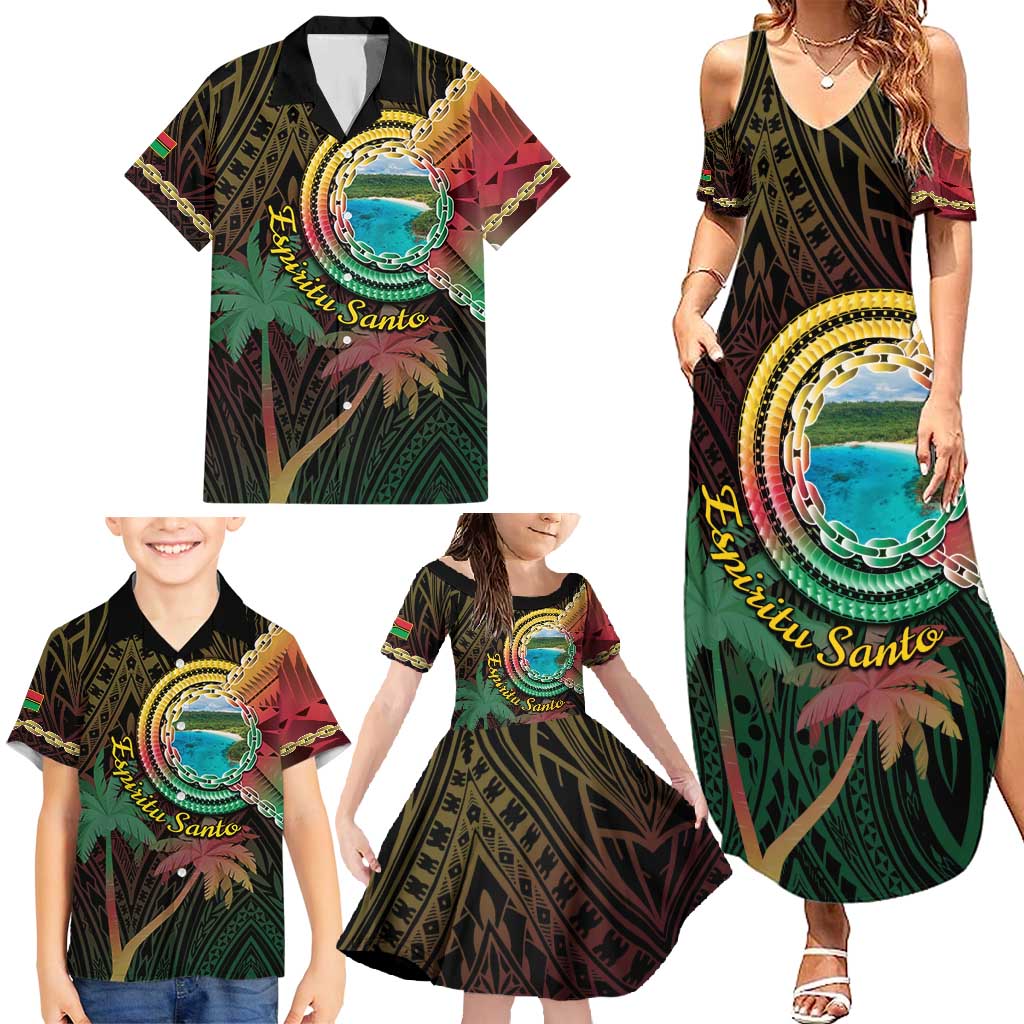 Vanuatu Espiritu Santo Island Family Matching Summer Maxi Dress and Hawaiian Shirt Beach Landscape LT05 - Polynesian Pride