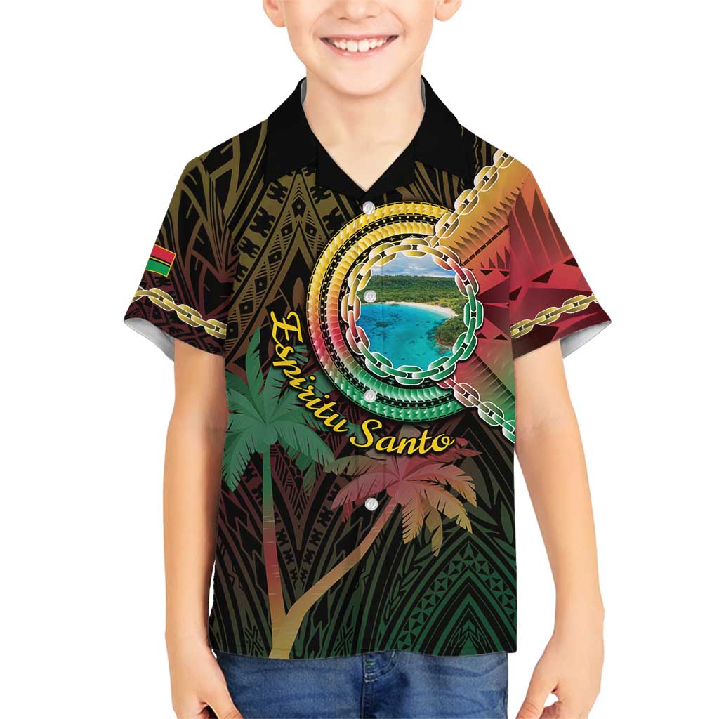 Vanuatu Espiritu Santo Island Family Matching Summer Maxi Dress and Hawaiian Shirt Beach Landscape LT05 Son's Shirt Black - Polynesian Pride