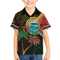 Vanuatu Espiritu Santo Island Family Matching Tank Maxi Dress and Hawaiian Shirt Beach Landscape LT05 Son's Shirt Black - Polynesian Pride
