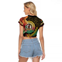 Vanuatu Espiritu Santo Island Raglan Cropped T Shirt Beach Landscape LT05 - Polynesian Pride