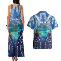 Personalised French Polynesia Bora Bora Couples Matching Tank Maxi Dress and Hawaiian Shirt Beach Landscape Polynesian Style LT05 - Polynesian Pride