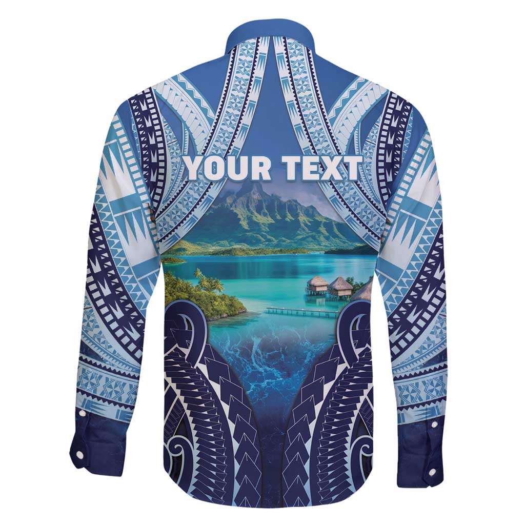 Personalised French Polynesia Bora Bora Family Matching Long Sleeve Bodycon Dress and Hawaiian Shirt Beach Landscape Polynesian Style LT05 - Polynesian Pride
