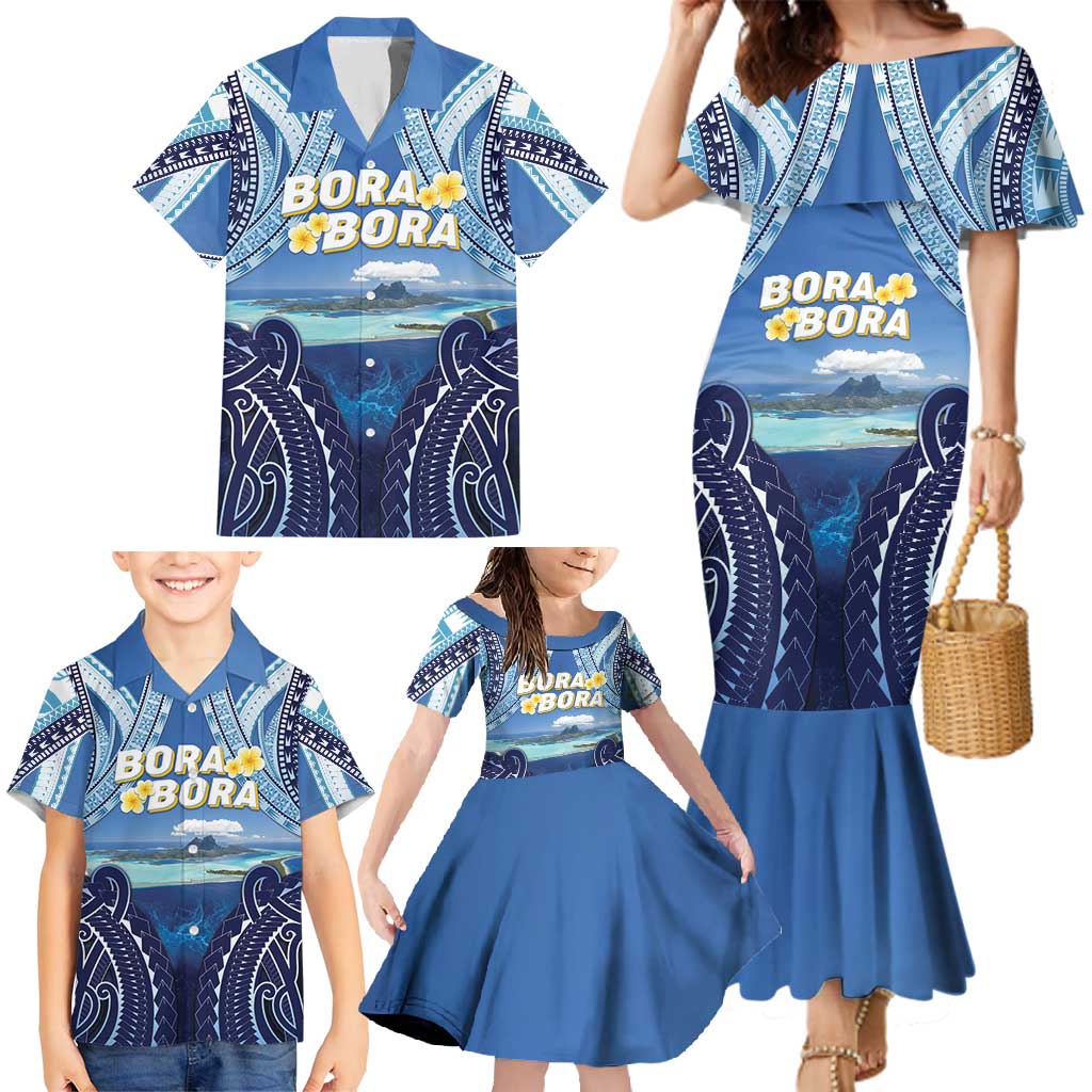 Personalised French Polynesia Bora Bora Family Matching Mermaid Dress and Hawaiian Shirt Beach Landscape Polynesian Style LT05 - Polynesian Pride