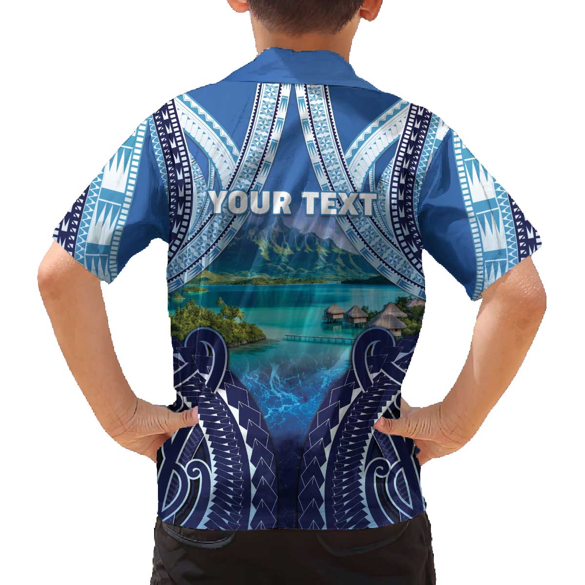 Personalised French Polynesia Bora Bora Family Matching Off The Shoulder Long Sleeve Dress and Hawaiian Shirt Beach Landscape Polynesian Style LT05 - Polynesian Pride