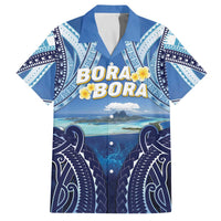 Personalised French Polynesia Bora Bora Family Matching Off The Shoulder Long Sleeve Dress and Hawaiian Shirt Beach Landscape Polynesian Style LT05 Dad's Shirt - Short Sleeve Blue - Polynesian Pride