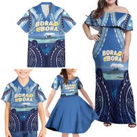 Personalised French Polynesia Bora Bora Family Matching Off Shoulder Maxi Dress and Hawaiian Shirt Beach Landscape Polynesian Style LT05 - Polynesian Pride