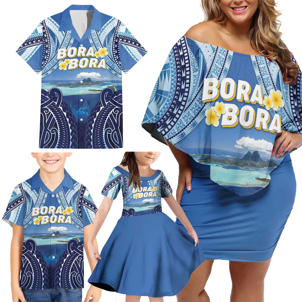 Personalised French Polynesia Bora Bora Family Matching Off Shoulder Short Dress and Hawaiian Shirt Beach Landscape Polynesian Style LT05 - Polynesian Pride