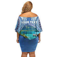 Personalised French Polynesia Bora Bora Family Matching Off Shoulder Short Dress and Hawaiian Shirt Beach Landscape Polynesian Style LT05 - Polynesian Pride