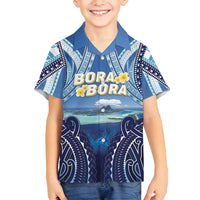Personalised French Polynesia Bora Bora Family Matching Summer Maxi Dress and Hawaiian Shirt Beach Landscape Polynesian Style LT05 Son's Shirt Blue - Polynesian Pride